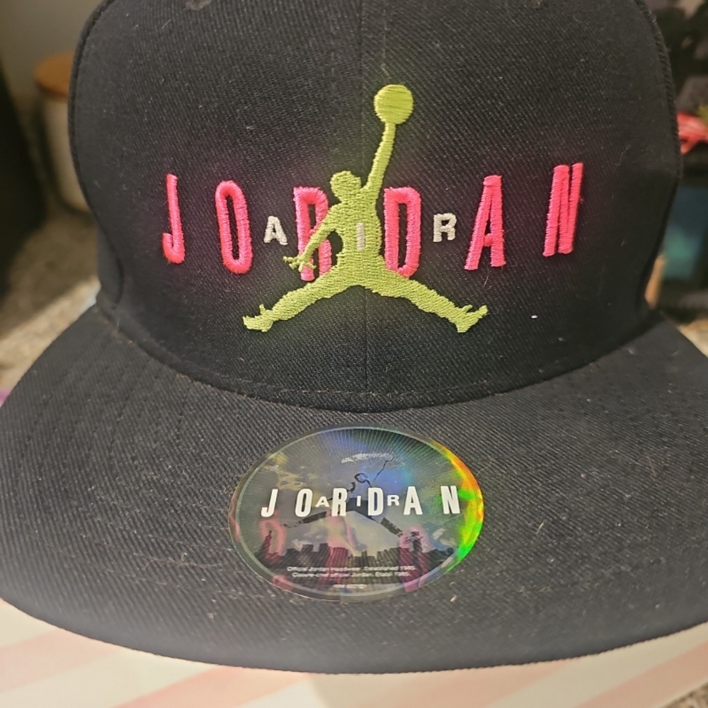 Y2K Jordan "Jumpman Air Pro" Snapback Black Cap with Original Holographic Logo